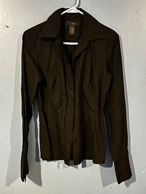 Express Women’s Black Pinstripe Blouse- Slim Fit Look